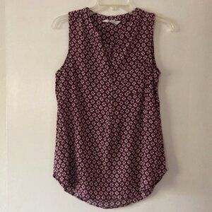 Market & Spruce Floral Sleeveless Prat Henley Sleeveless Blouse / Size M